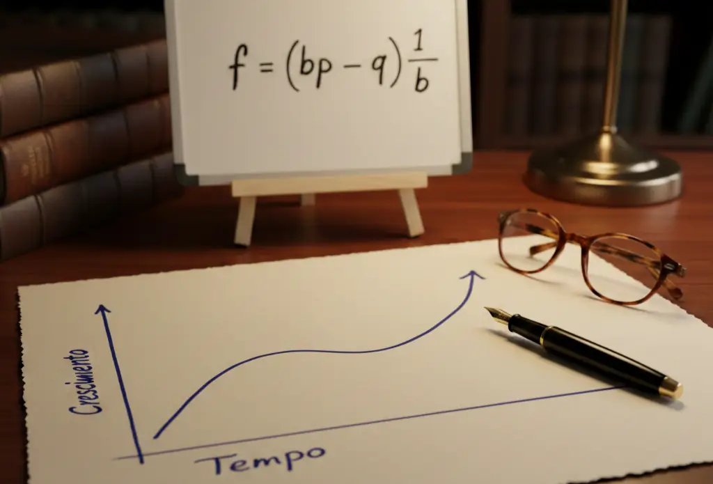 Gráfico do Critério de Kelly mostrando crescimento otimizado da banca